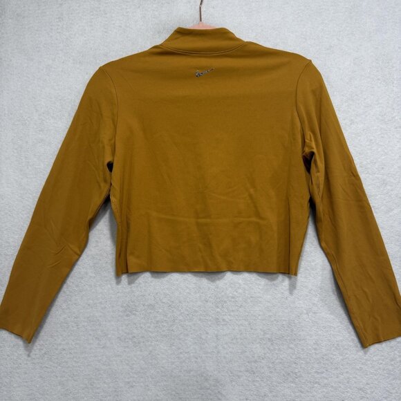 Nike Yoga Dri-FIT Shirt Womens Small Brown Mock Neck Long Sleeve Stretch Top - Picture 5 of 8